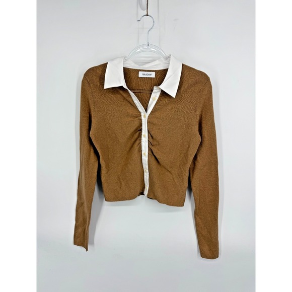 NAADAM Sweaters - Naadam Mixed Media Crop Cardigan Sweater Size Large Cotton Cashmere Quiet Luxury